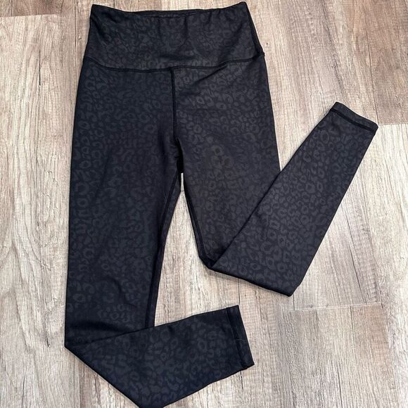 Anthropologie AllFelix Leopard Print Leggings Black Small 25” Active Running - Picture 12 of 14